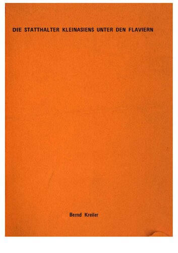 Die Statthalter Kleinasiens unter den Flaviern
