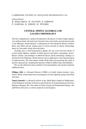 Central Simple Algebras and Galois Cohomology