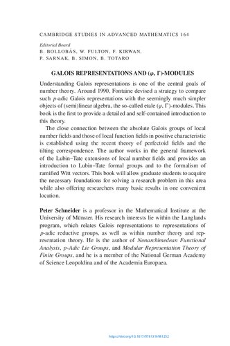 Galois Representations and (Phi, Gamma)-Modules