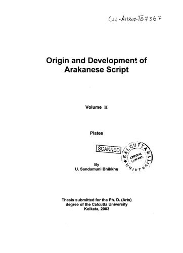Origin and Development of Arakanese Script