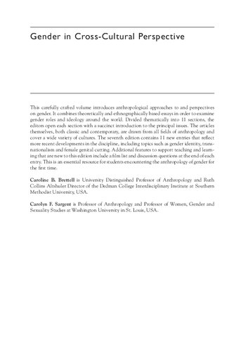 Gender in Cross-Cultural Perspective