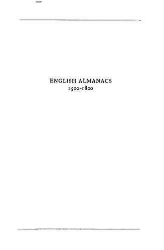 English Almanacs, 1500-1800: Astrology and the Popular Press