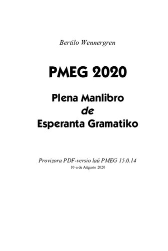 PMEG 2020: Plena Manlibro de Esperanta Gramatiko