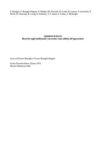 Crimini di pace. Ricerche sugli intellettuali e sui tecnici come addetti all'oppressione