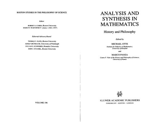 Analysis and synthesis in mathematics: History and philosophy