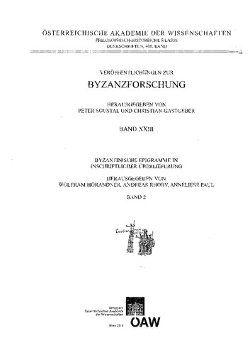 Byzantinische Epigramme auf Ikonen und Objekten der Kleinkunst