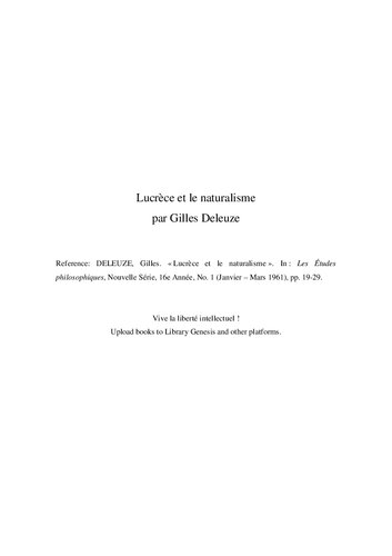Lucrèce et le naturalisme