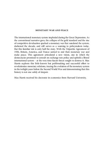 Monetary War and Peace: London, Washington, Paris, and the Tripartite Agreement of 1936
