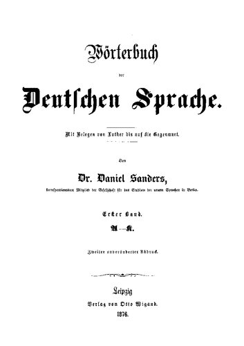 Woerterbuch der Deutschen Sprache - Erster Band A-K
