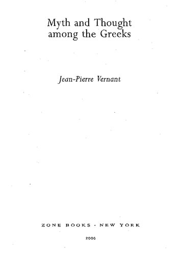 Myth and Thought Among the Greeks