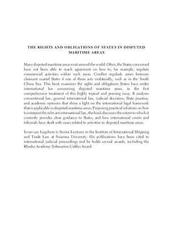 The Rights and Obligations of States in Disputed Maritime Areas