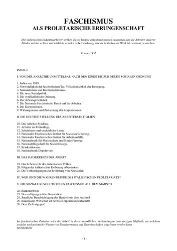 Schott, Rodolfo - Faschismus als proletarische Errungenschaft (1935, 25 S., Text)