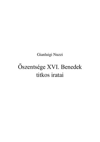 Őszentsége XVI. Benedek titkos iratai