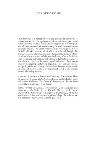 Unspoken Rome: Absence in Latin Literature and its Reception