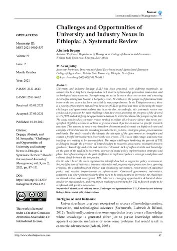 Challenges and opportunities of university – industry nexus in Ethiopia: A systematic review