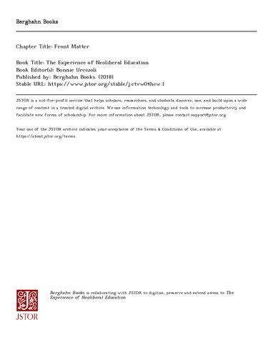 The Experience of Neoliberal Education