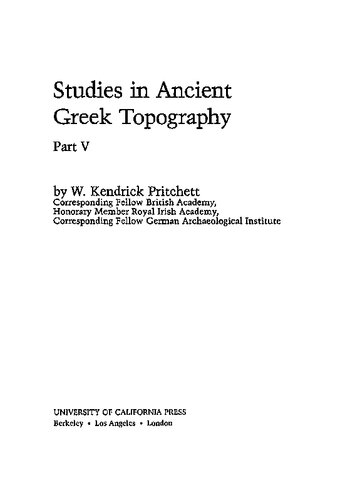 Studies in Ancient Greek Topography 5