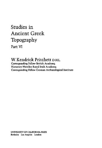Studies in Ancient Greek Topography