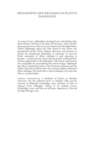 Philosophy and Religion in Plato's Dialogues