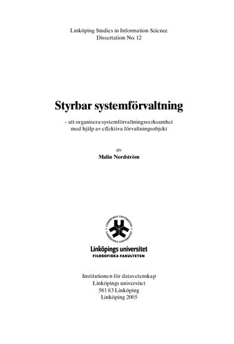 Styrbar systemförvaltning: att organisera systemförvaltningsverksamhet med hjälp av effektiva förvaltningsobjekt