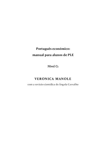 Português económico: Manual para alunos de PLE. Nível C1