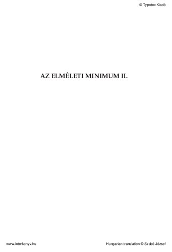 Az elméleti minimum II.