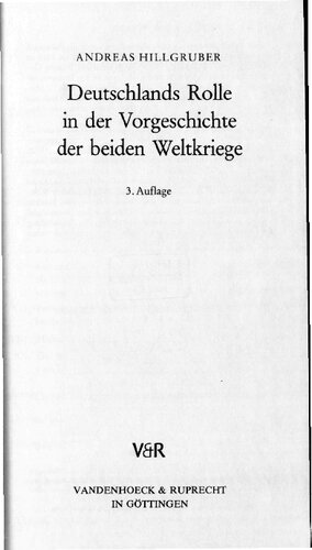 Deutschlands Rolle in der Vorgeschichte der beiden Weltkriege