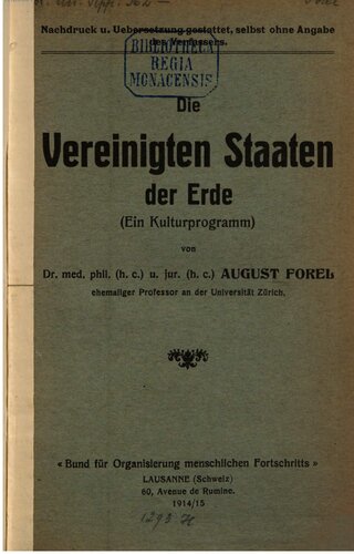 Die Vereinigten Staaten der Erde (Ein Kulturprogramm)