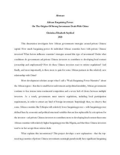 African Bargaining Power: On the Origins of Strong Investment Deals with China