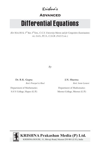 Advanced Differential Equations