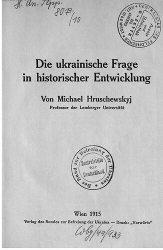 Die ukrainische Frage in historischer Entwicklung