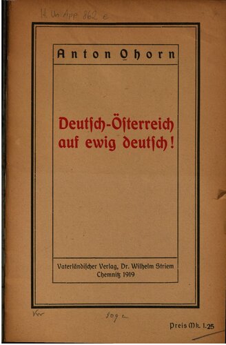 Deutsch-Österreich auf ewig deutsch?