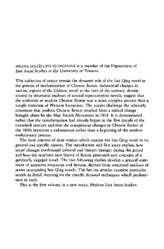 The Chinese Novel at the Turn of the Century