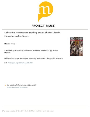 Radioactive Performances - Teaching about Radiation after the Fukushima Nuclear Disaster