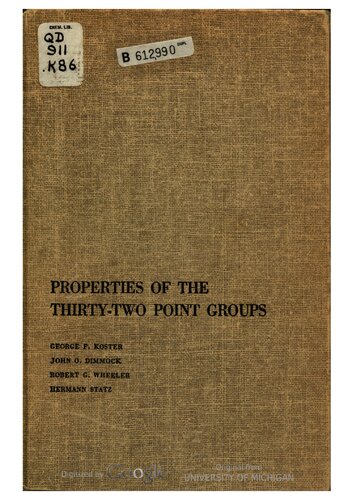 The Properties of the Thirty-Two Point Groups