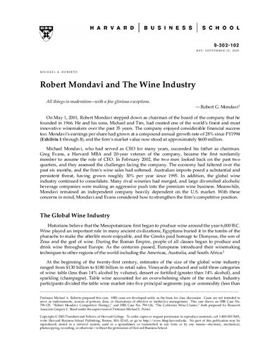 Robert Mondavi and The Wine Industry