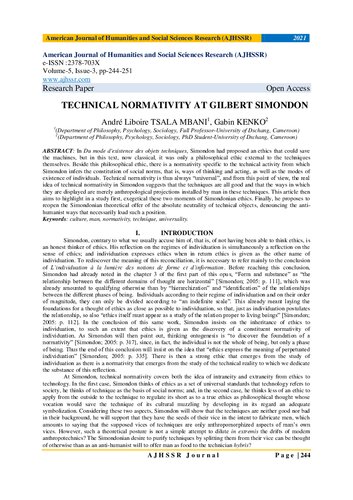 MONTLY  Technical Normativity at Gilbert Simondon