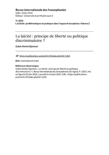 La laïcité : principe de liberté ou politique discriminatoire ?