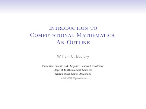Introduction to Computational Mathematics: An Outline