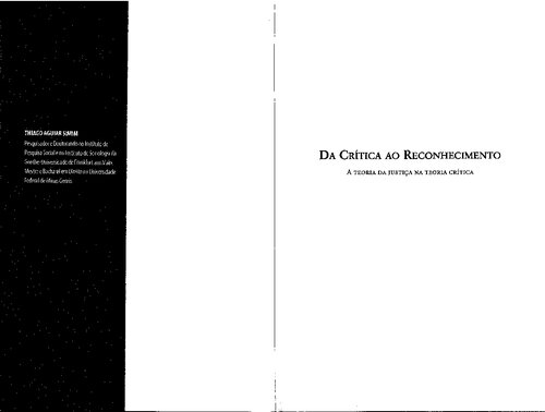 Da Crítica ao Reconhecimento: A Teoria da Justiça na Teoria Crítica