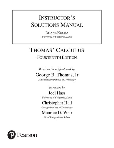 Thomas Calculus Solutions Manual