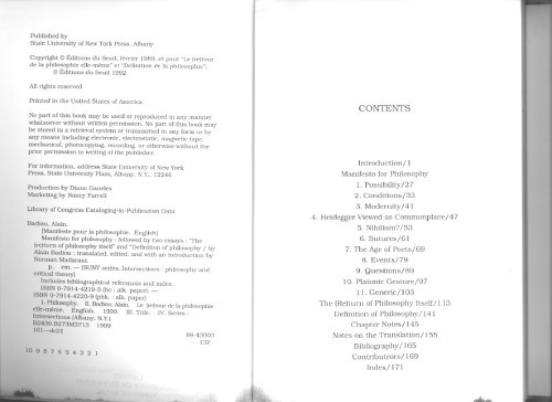 Manifesto for Philosophy: Followed by Two Essays: 