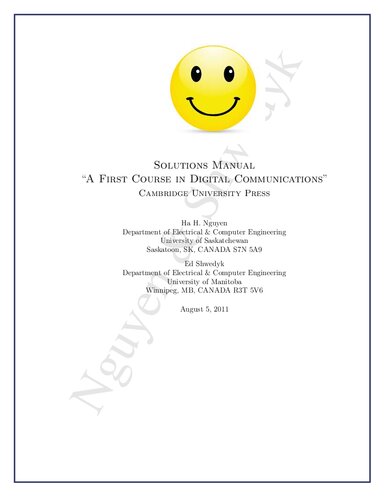 A First Course in Digital Communications - Solutions Manual