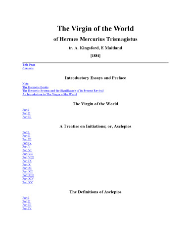 The Virgin of the World of Hermes Mercurius Trismagistus ()
