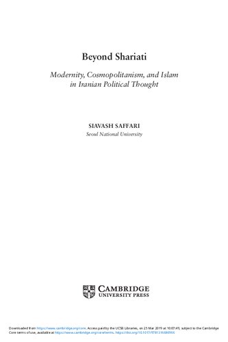 Beyond Shariati. Modernity, Cosmopolitanism, and Islam in Iranian Political Thought