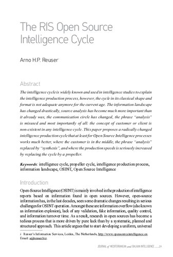 The RIS Open Source Intelligemce Cycle