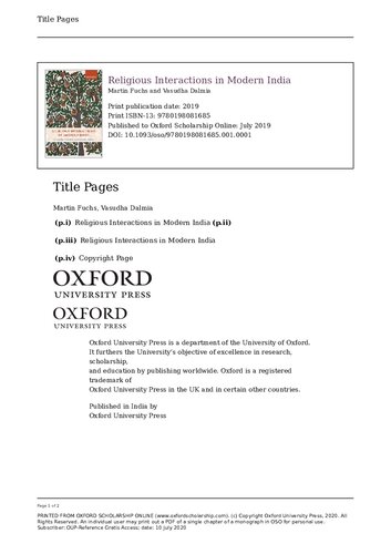 Religious Interactions in Modern India