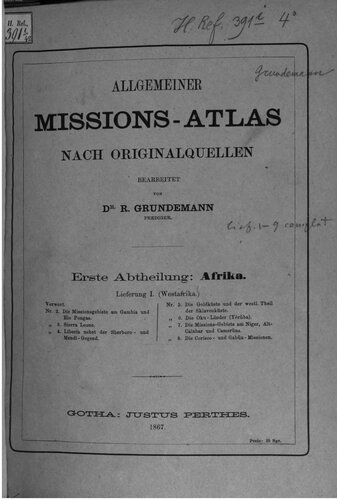 Allgemeiner Missions-Atlas nach Originalquellen bearbeitet / Afrika