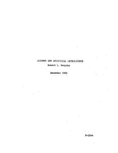 ALCHEMY AND ARTIFICIAL INTELLIGENCE