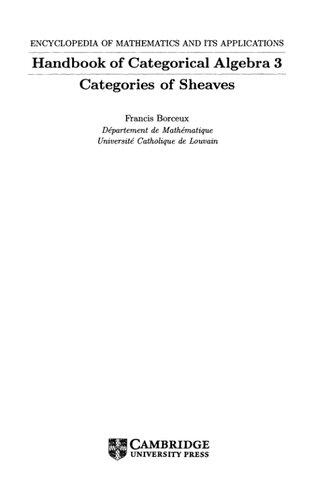Handbook of Categorical Algebra 3 Categories of Sheaves